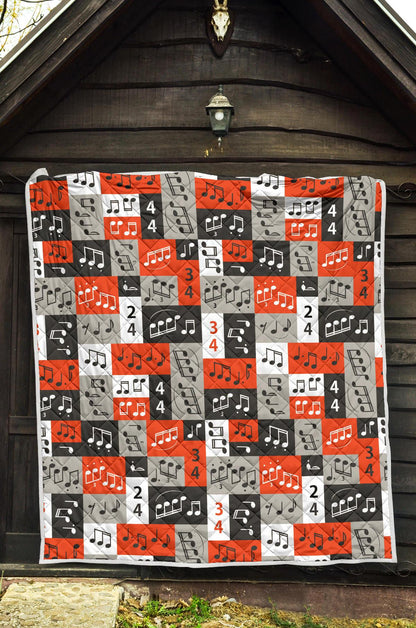Music Note Design Themed Print Premium Quilt-JTAMIGO.COM