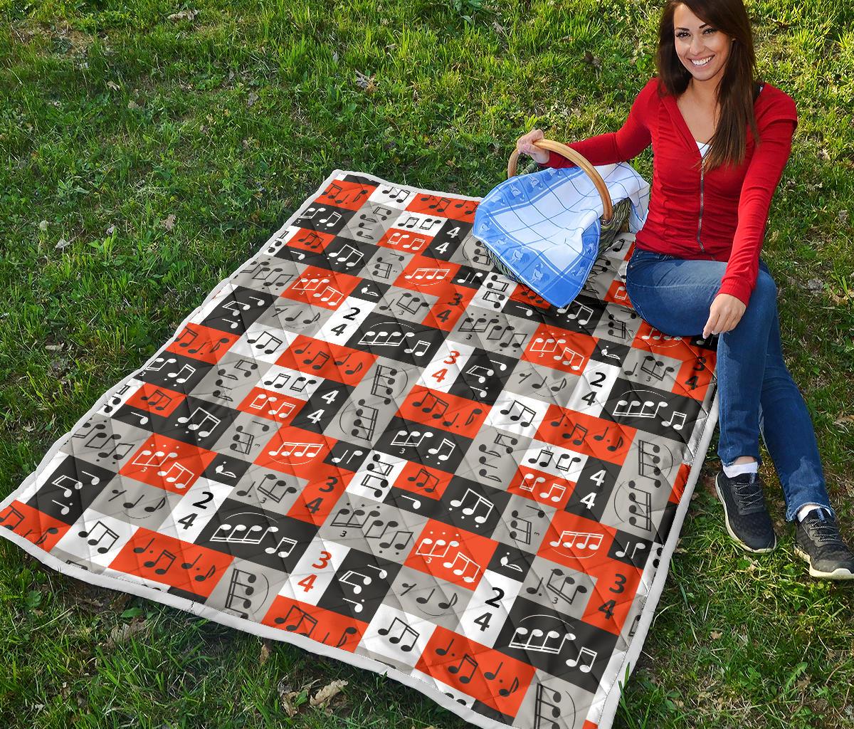 Music Note Design Themed Print Premium Quilt-JTAMIGO.COM
