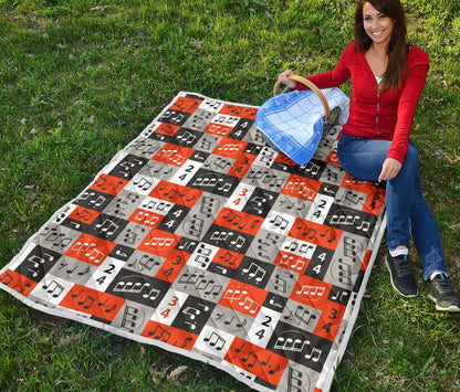 Music Note Design Themed Print Premium Quilt-JTAMIGO.COM