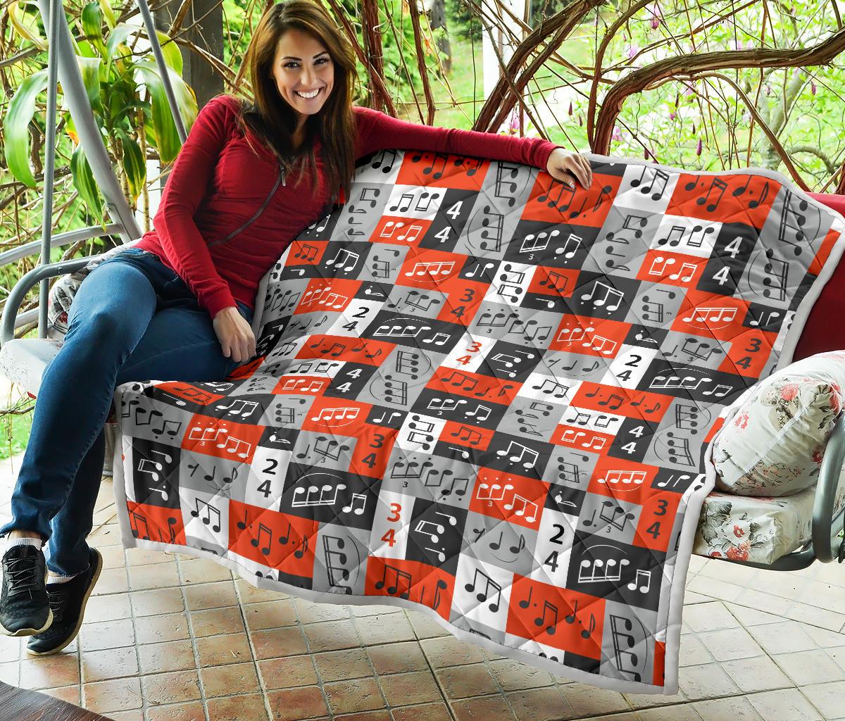 Music Note Design Themed Print Premium Quilt-JTAMIGO.COM