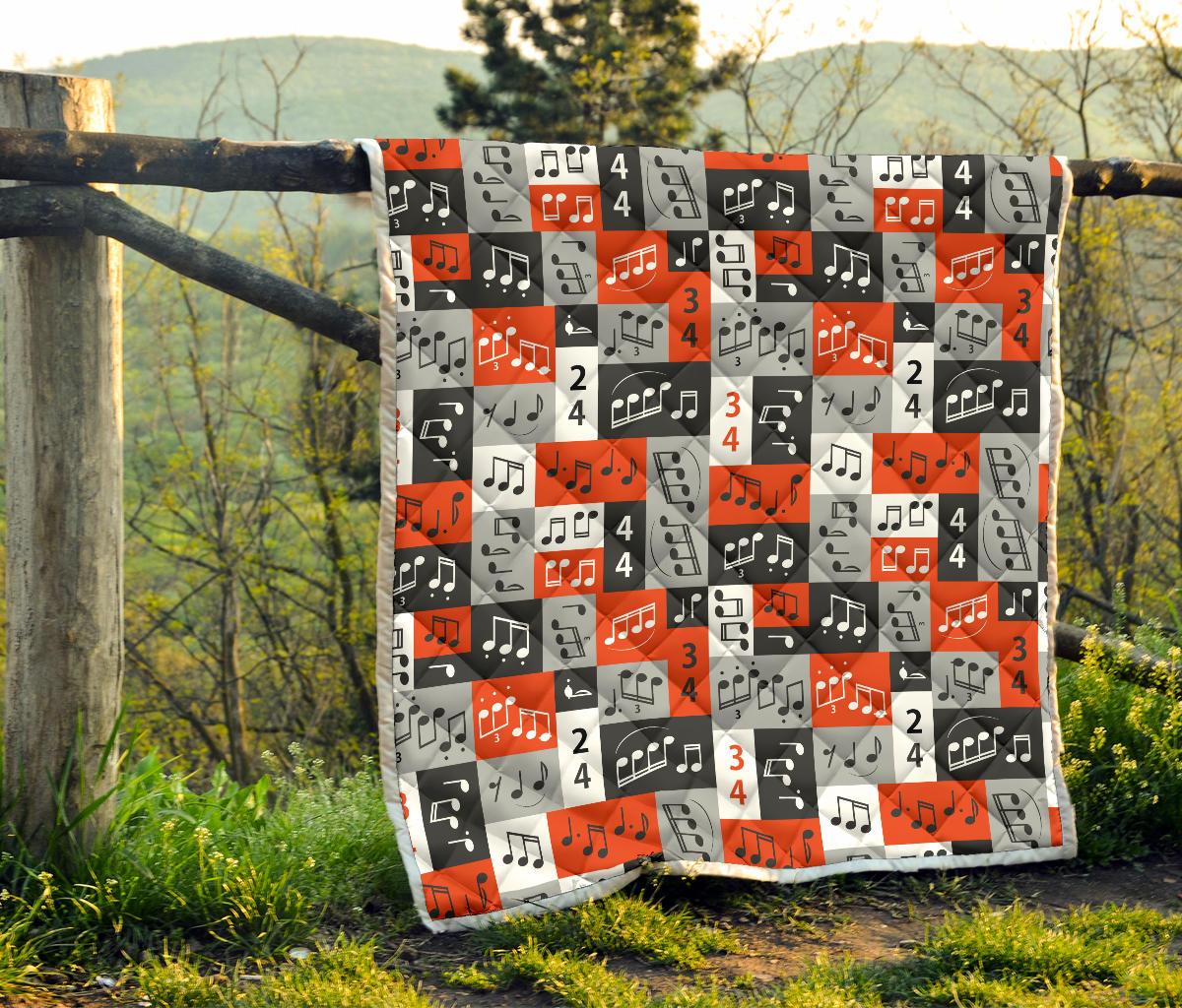 Music Note Design Themed Print Premium Quilt-JTAMIGO.COM