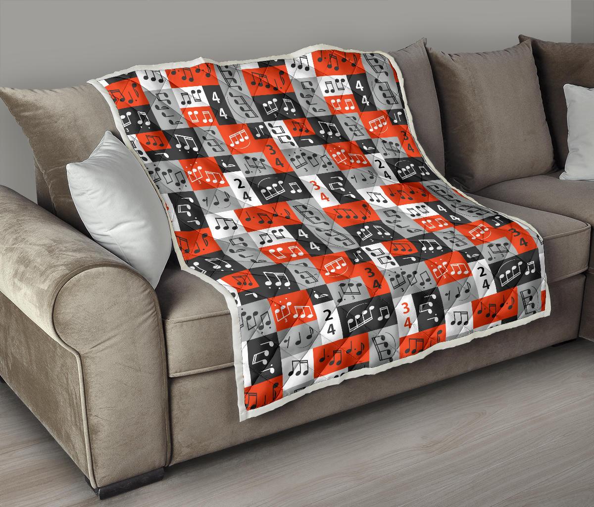 Music Note Design Themed Print Premium Quilt-JTAMIGO.COM