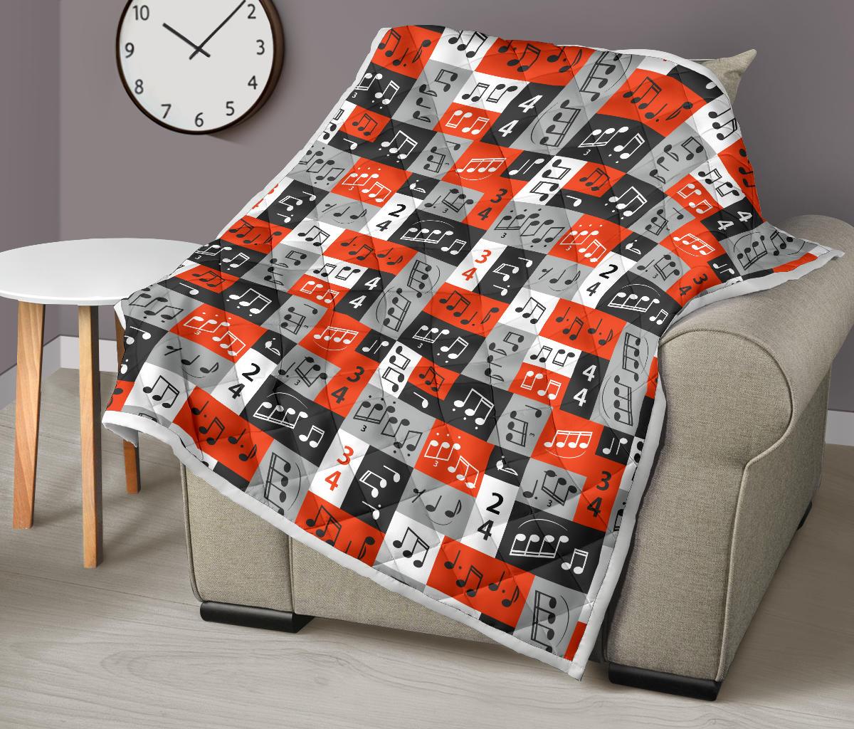 Music Note Design Themed Print Premium Quilt-JTAMIGO.COM