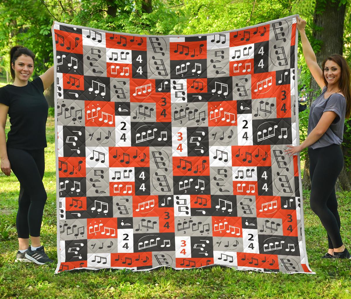 Music Note Design Themed Print Premium Quilt-JTAMIGO.COM