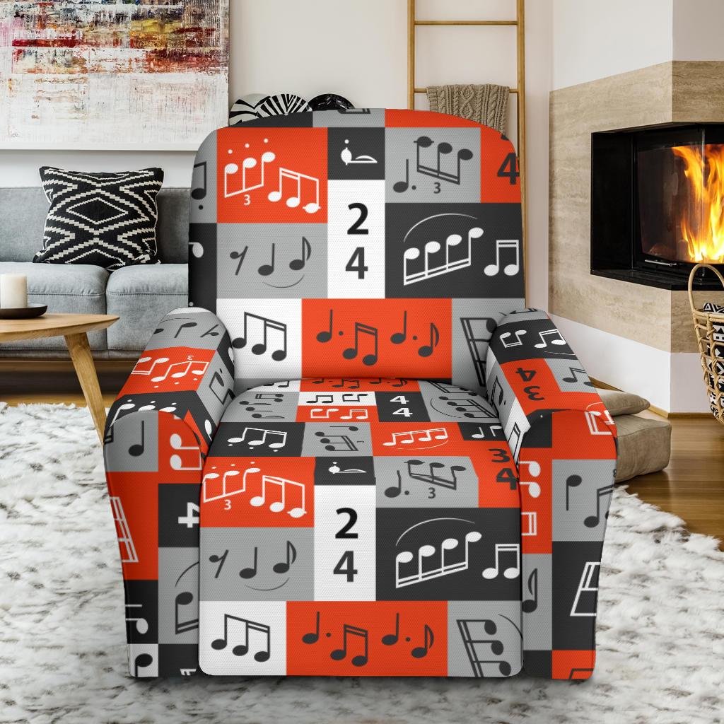 Music Note Design Themed Print Single Sofa Slipcover -JTAMIGO.COM