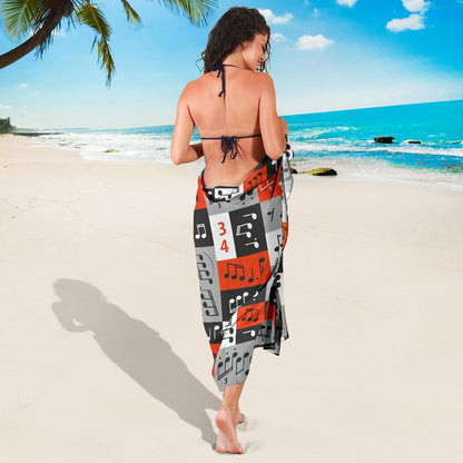 Music Note Design Themed Print Sarong Pareo Wrap