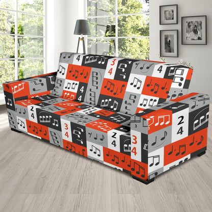 Music Note Design Themed Print Sofa Slipcover-JTAMIGO.COM