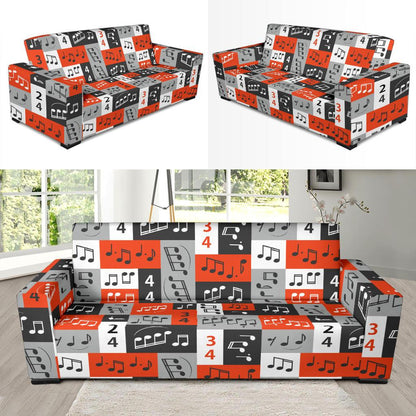 Music Note Design Themed Print Sofa Slipcover-JTAMIGO.COM