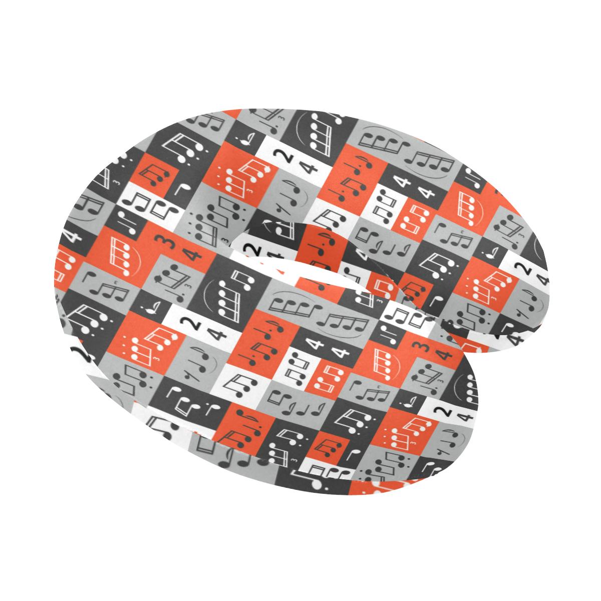 Music Note Design Themed Print U-Shaped Travel Neck Pillow-JTAMIGO.COM