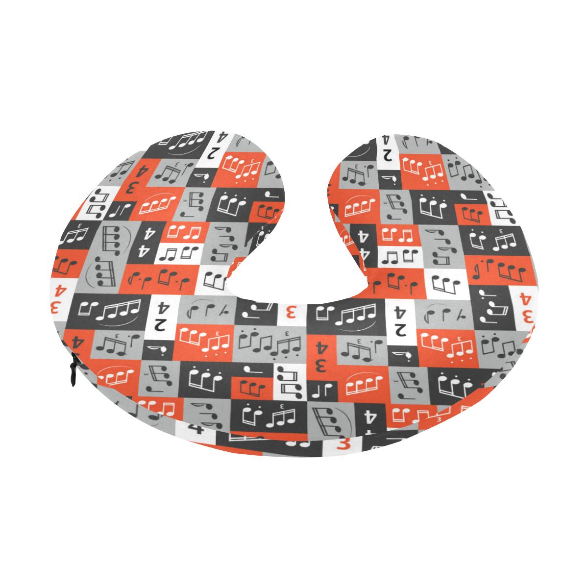 Music Note Design Themed Print U-Shaped Travel Neck Pillow-JTAMIGO.COM
