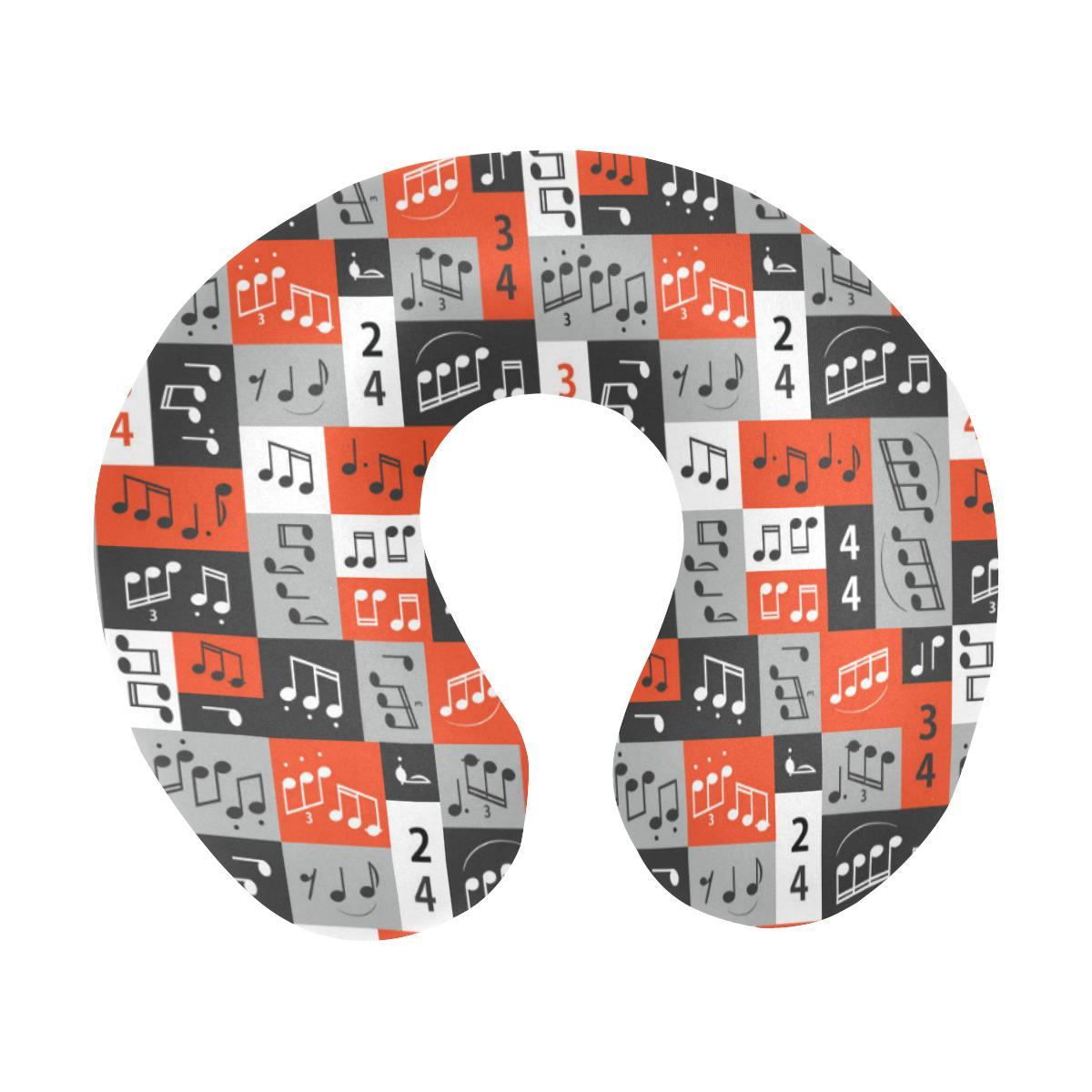 Music Note Design Themed Print U-Shaped Travel Neck Pillow-JTAMIGO.COM