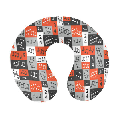 Music Note Design Themed Print U-Shaped Travel Neck Pillow-JTAMIGO.COM