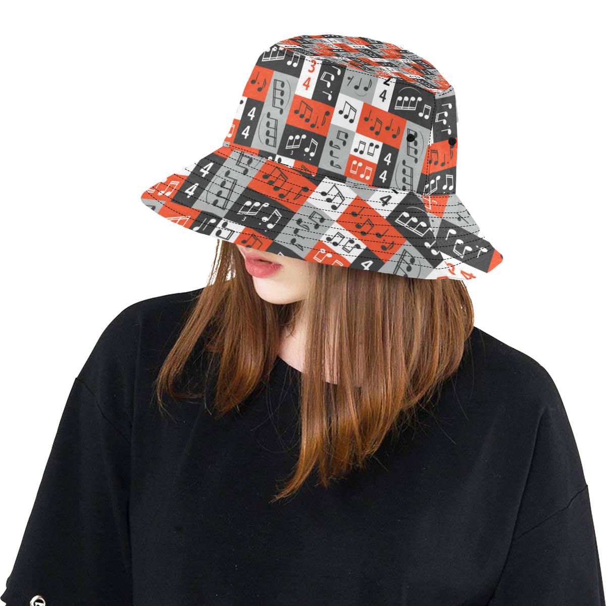 Music Note Design Themed Print Unisex Bucket Hat