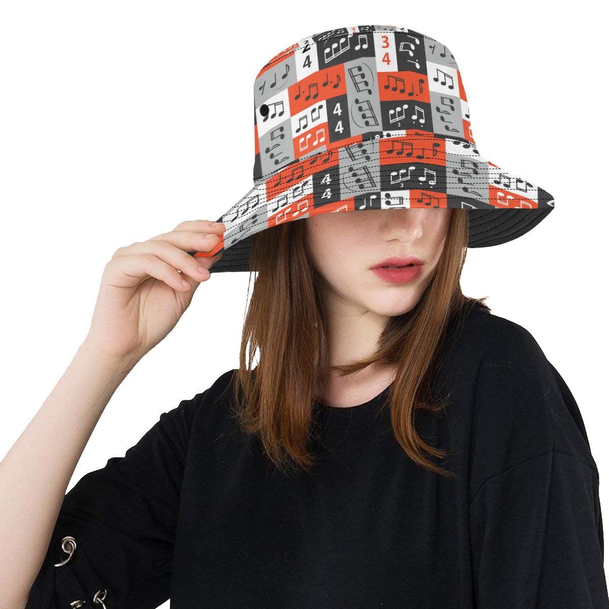 Music Note Design Themed Print Unisex Bucket Hat