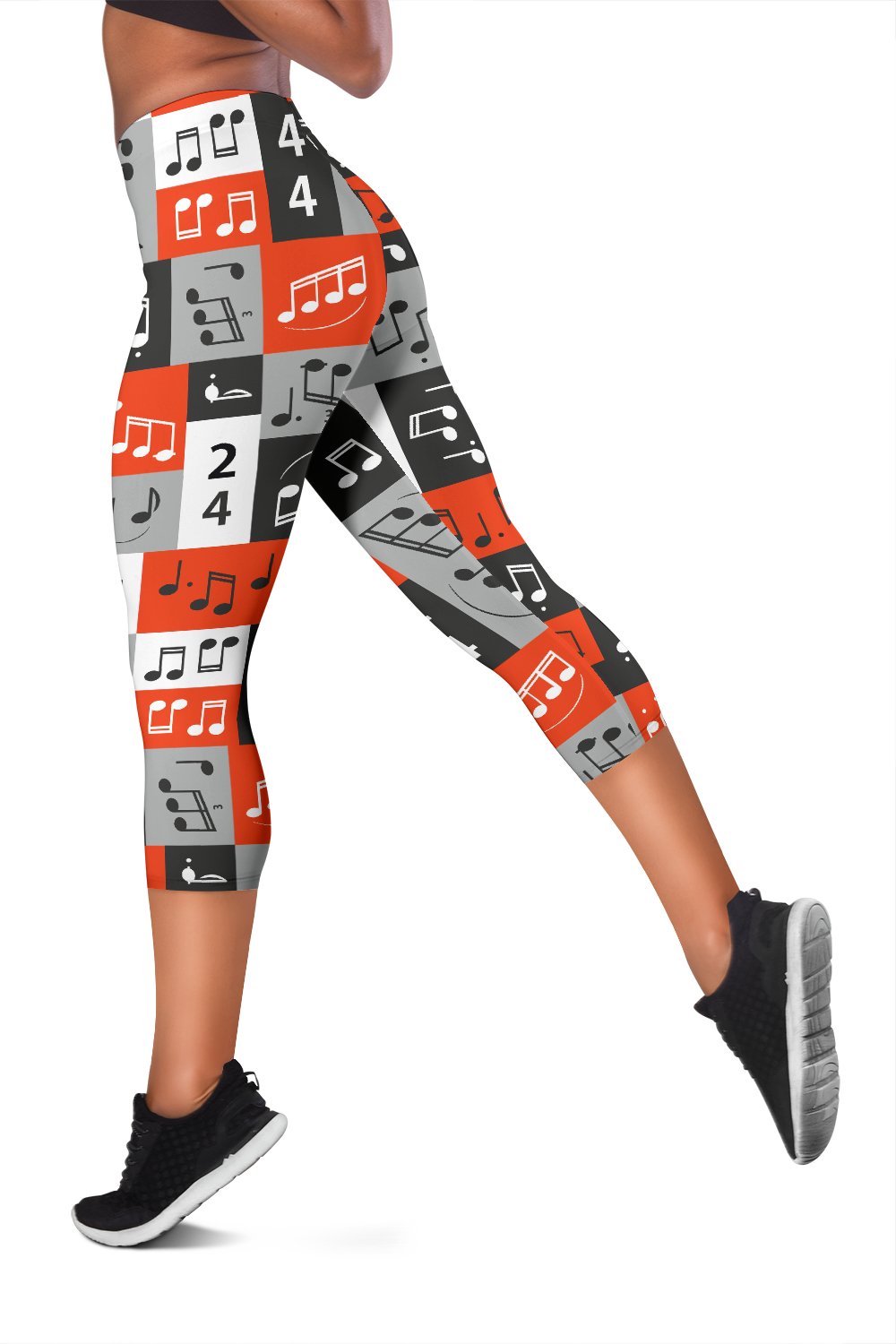 Music Note Design Themed Print Women Capris