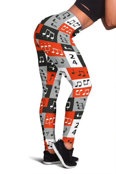 Music Note Design Themed Print Women Leggings