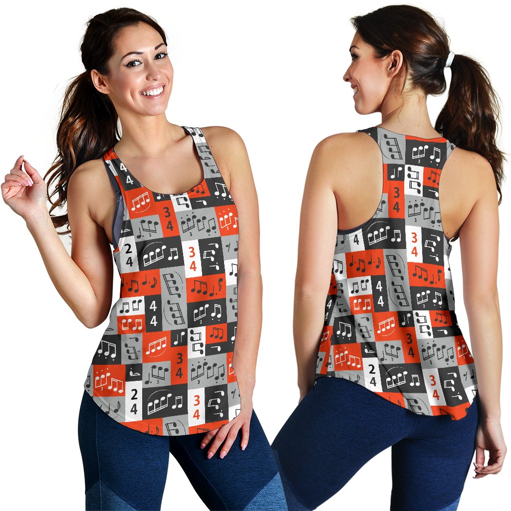 Music Note Design Themed Print Women Racerback Tank Top