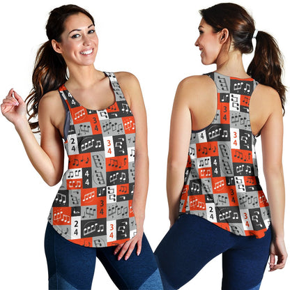Music Note Design Themed Print Women Racerback Tank Top