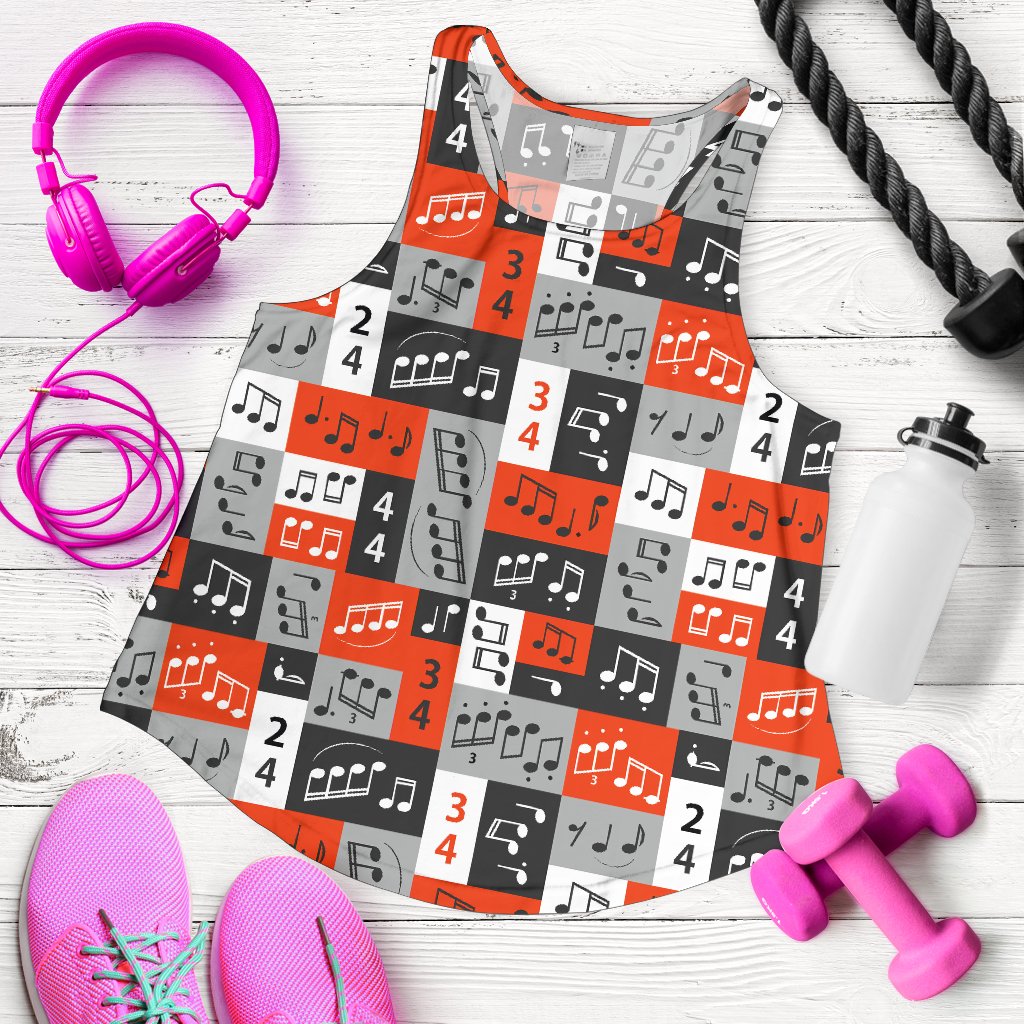 Music Note Design Themed Print Women Racerback Tank Top