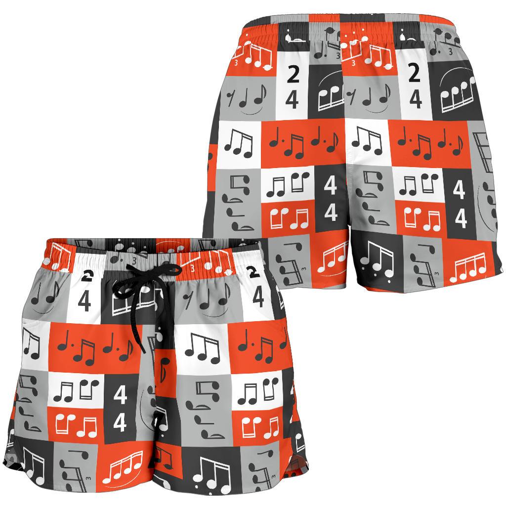 Music Note Design Themed Print Women Shorts-JTAMIGO.COM