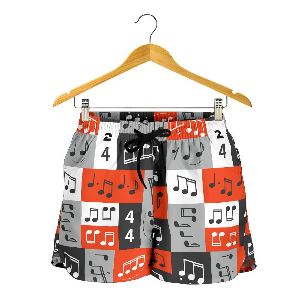 Music Note Design Themed Print Women Shorts-JTAMIGO.COM
