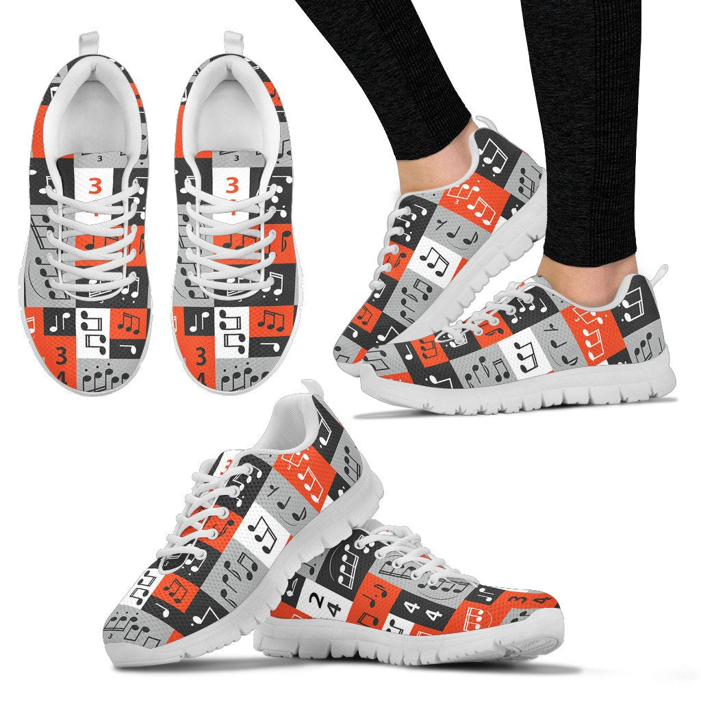 Music Note Design Themed Print Women Sneakers Shoes