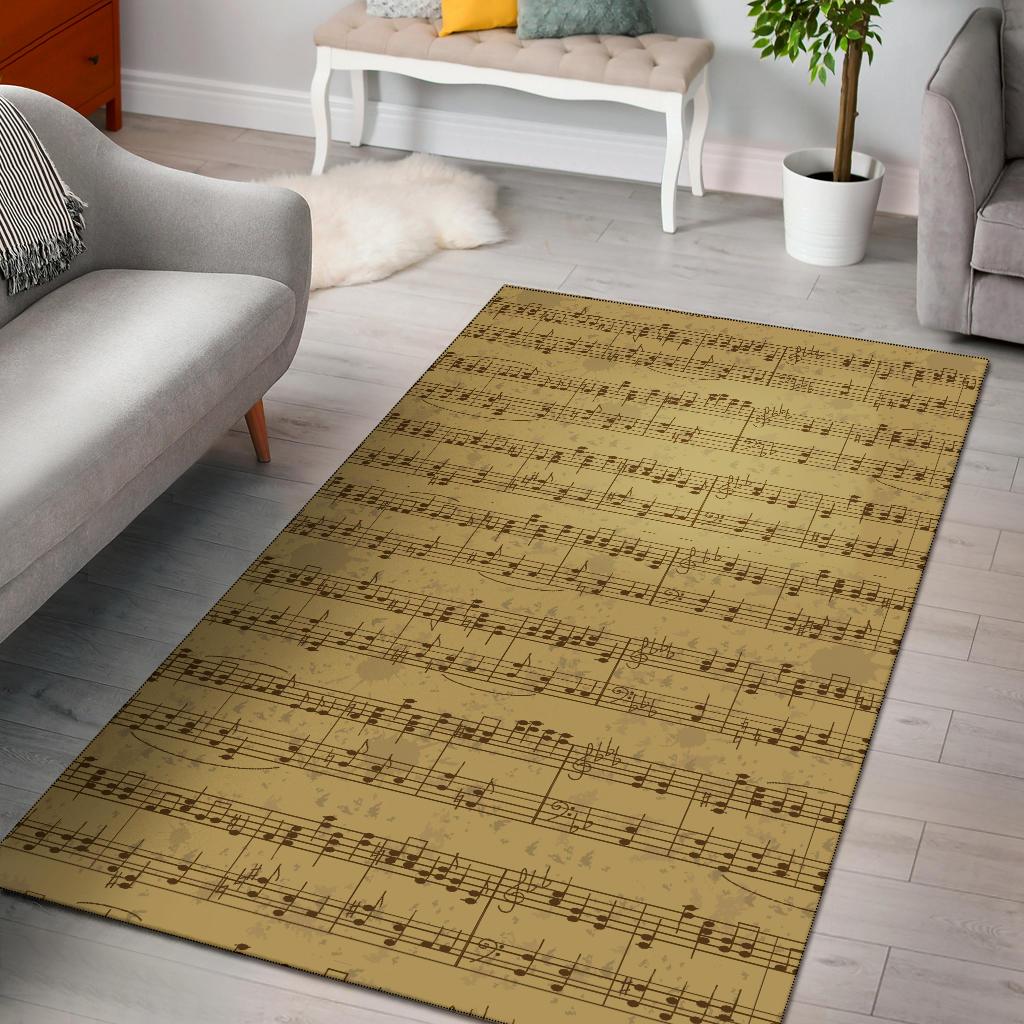 Music Note Vintage Themed Print Area Rugs-JTAMIGO.COM
