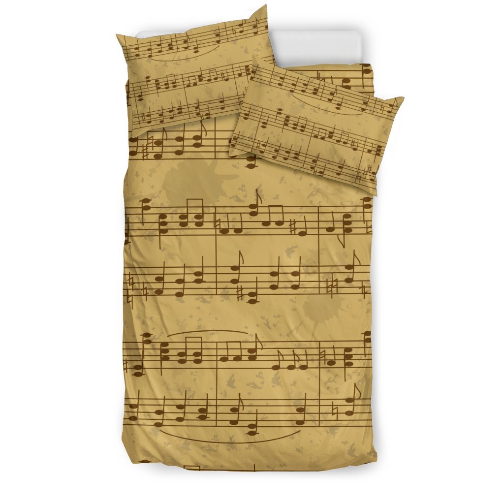 Music Note Vintage Themed Print Duvet Cover Bedding Set