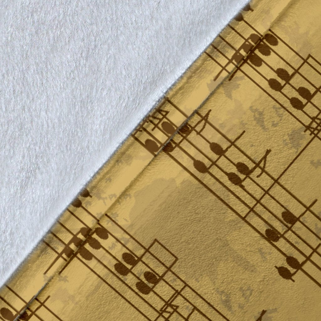 Music Note Vintage Themed Print Fleece Blanket