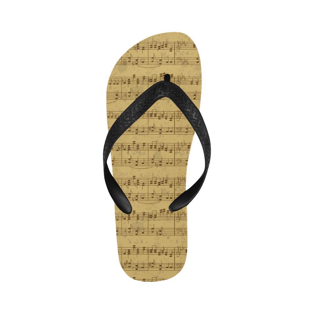 Music Note Vintage Themed Print Flip Flops-JTAMIGO.COM