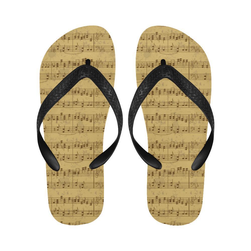Music Note Vintage Themed Print Flip Flops-JTAMIGO.COM