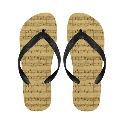 Music Note Vintage Themed Print Flip Flops-JTAMIGO.COM