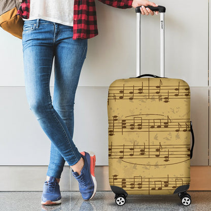 Music Note Vintage Themed Print Luggage Cover Protector