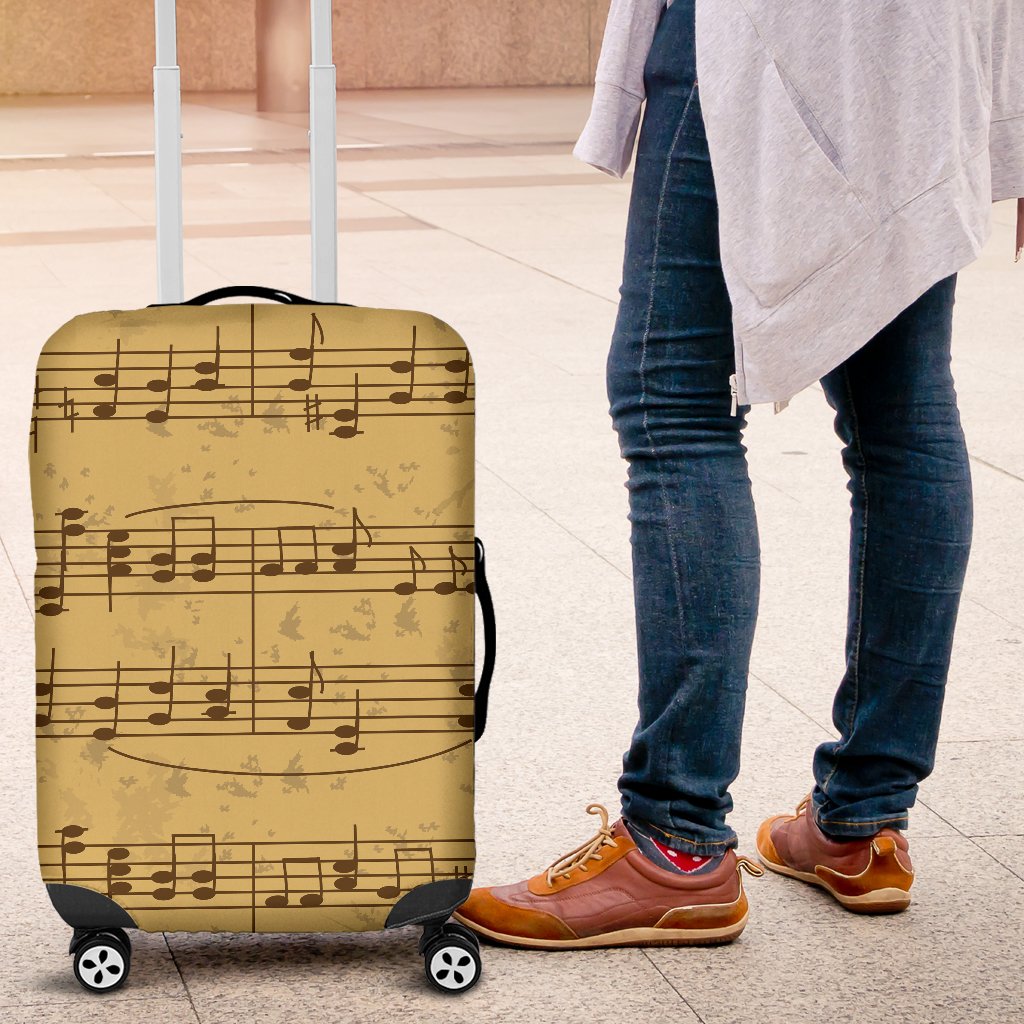 Music Note Vintage Themed Print Luggage Cover Protector