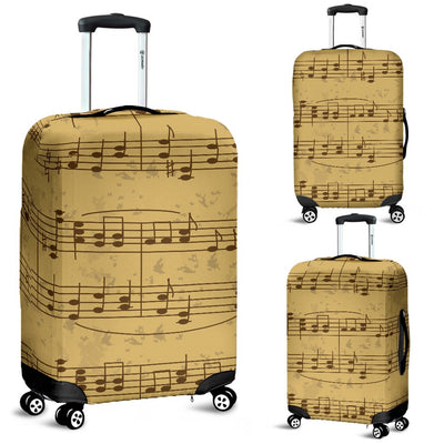 Music Note Vintage Themed Print Luggage Cover Protector