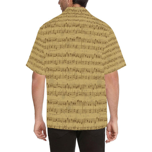 Music Note Vintage Themed Print Men Aloha Hawaiian Shirt