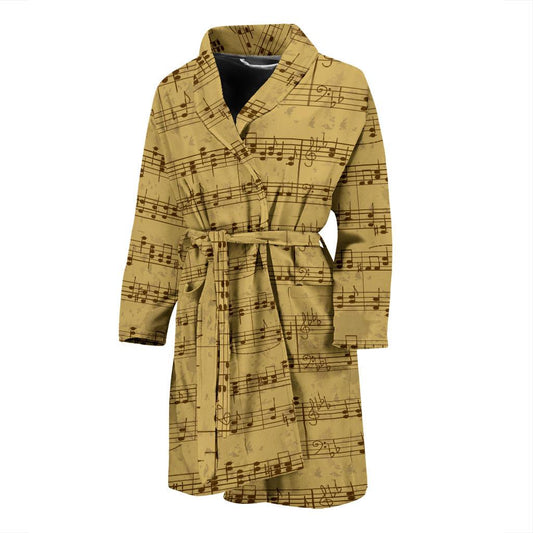 Music Note Vintage Themed Print Men Bath Robe-JTAMIGO.COM