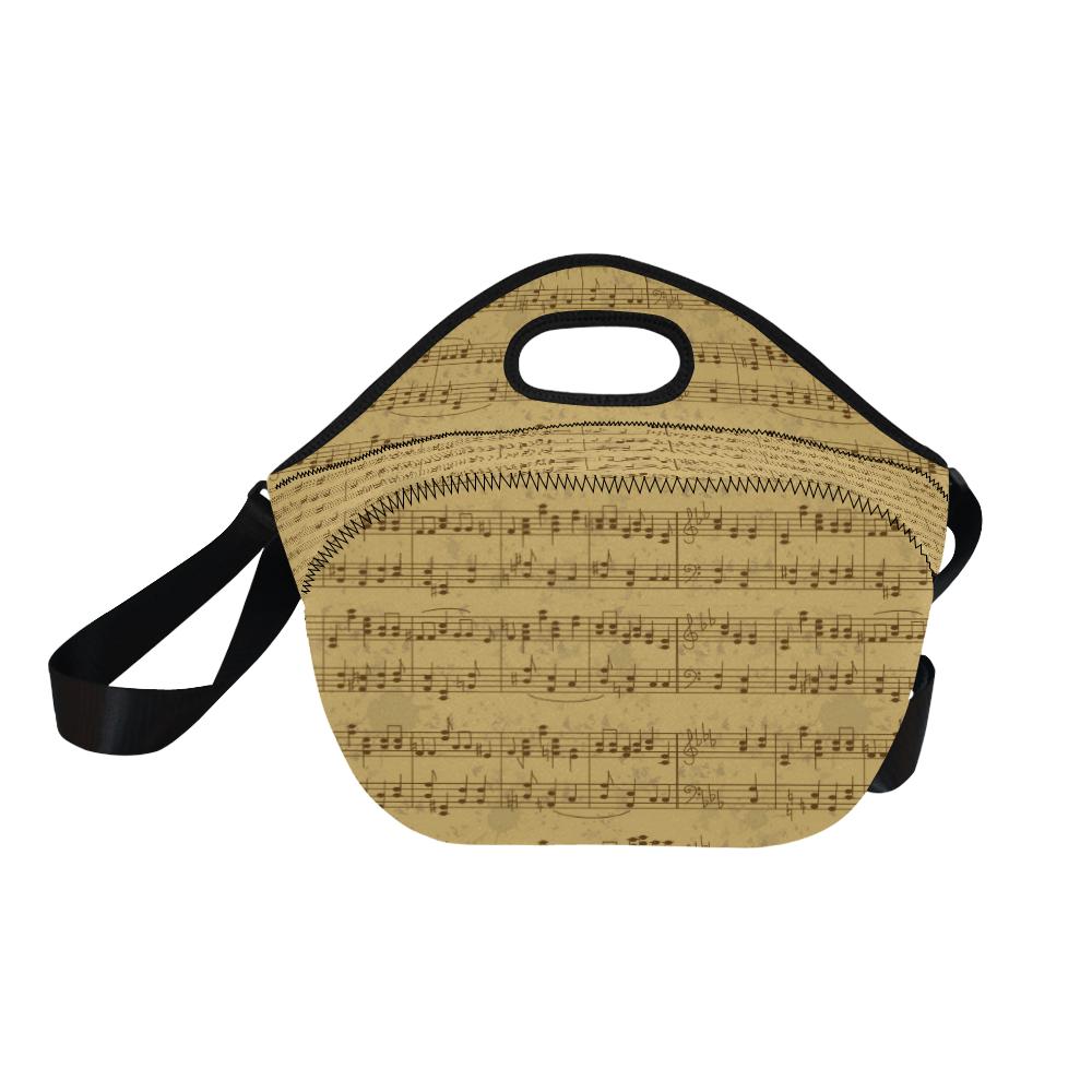 Music Note Vintage Themed Print Neoprene Lunch Bag (Model 1669)(Large)-JTAMIGO.COM