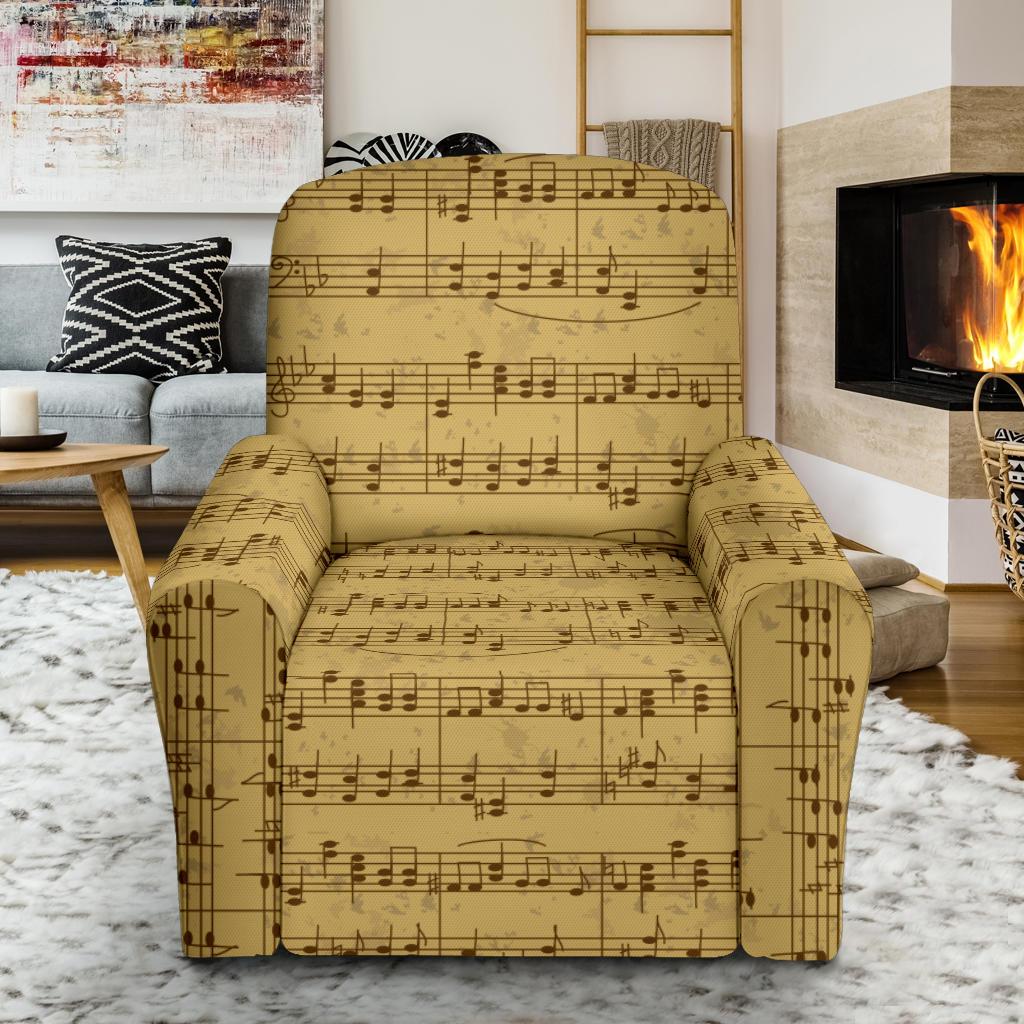 Music Note Vintage Themed Print Single Sofa Slipcover -JTAMIGO.COM