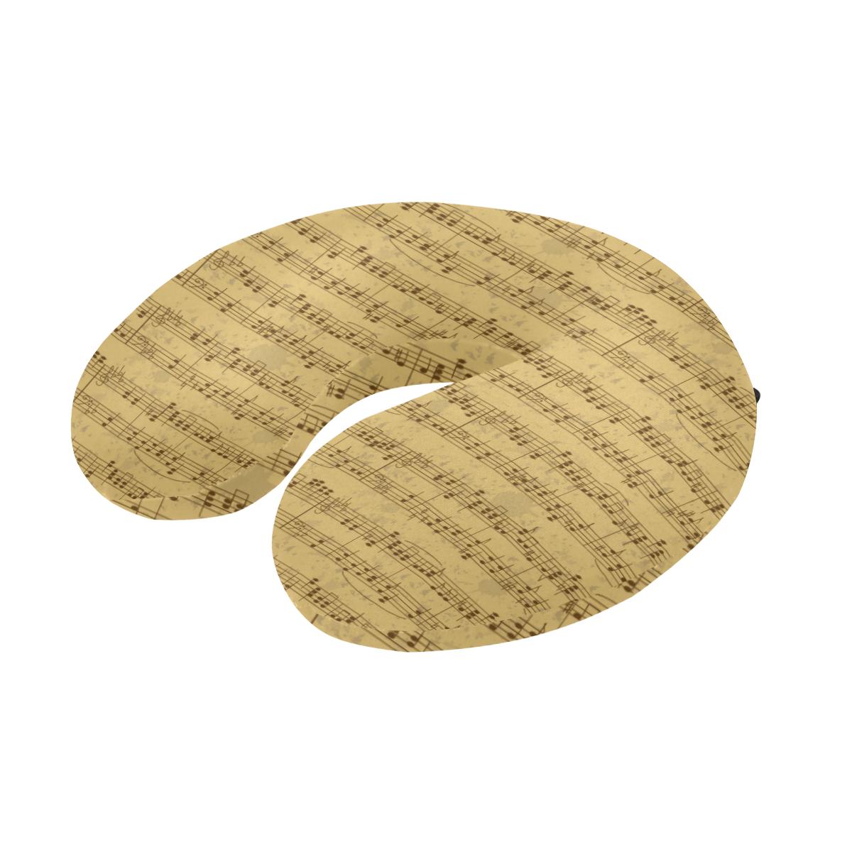 Music Note Vintage Themed Print U-Shaped Travel Neck Pillow-JTAMIGO.COM