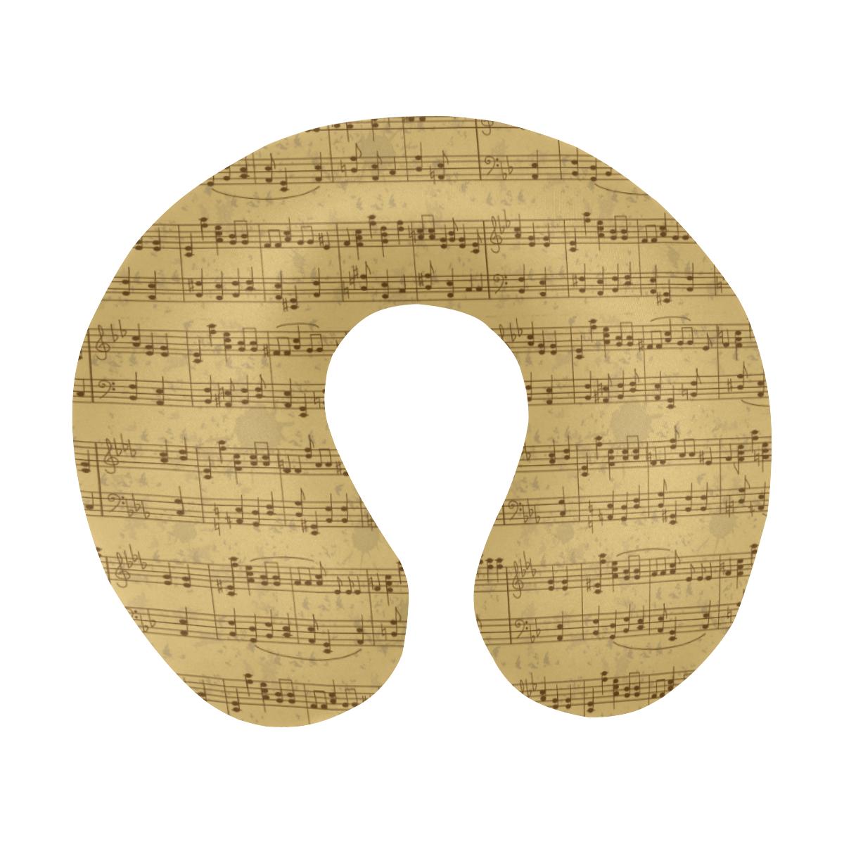 Music Note Vintage Themed Print U-Shaped Travel Neck Pillow-JTAMIGO.COM