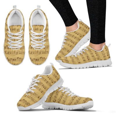 Music Note Vintage Themed Print Women Sneakers Shoes
