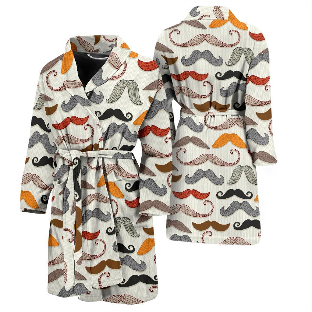 Mustache Pattern Print Design A02 Men Bathrobe-JORJUNE.COM