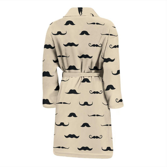 Mustache Pattern Print Design A03 Men Bathrobe-JORJUNE.COM