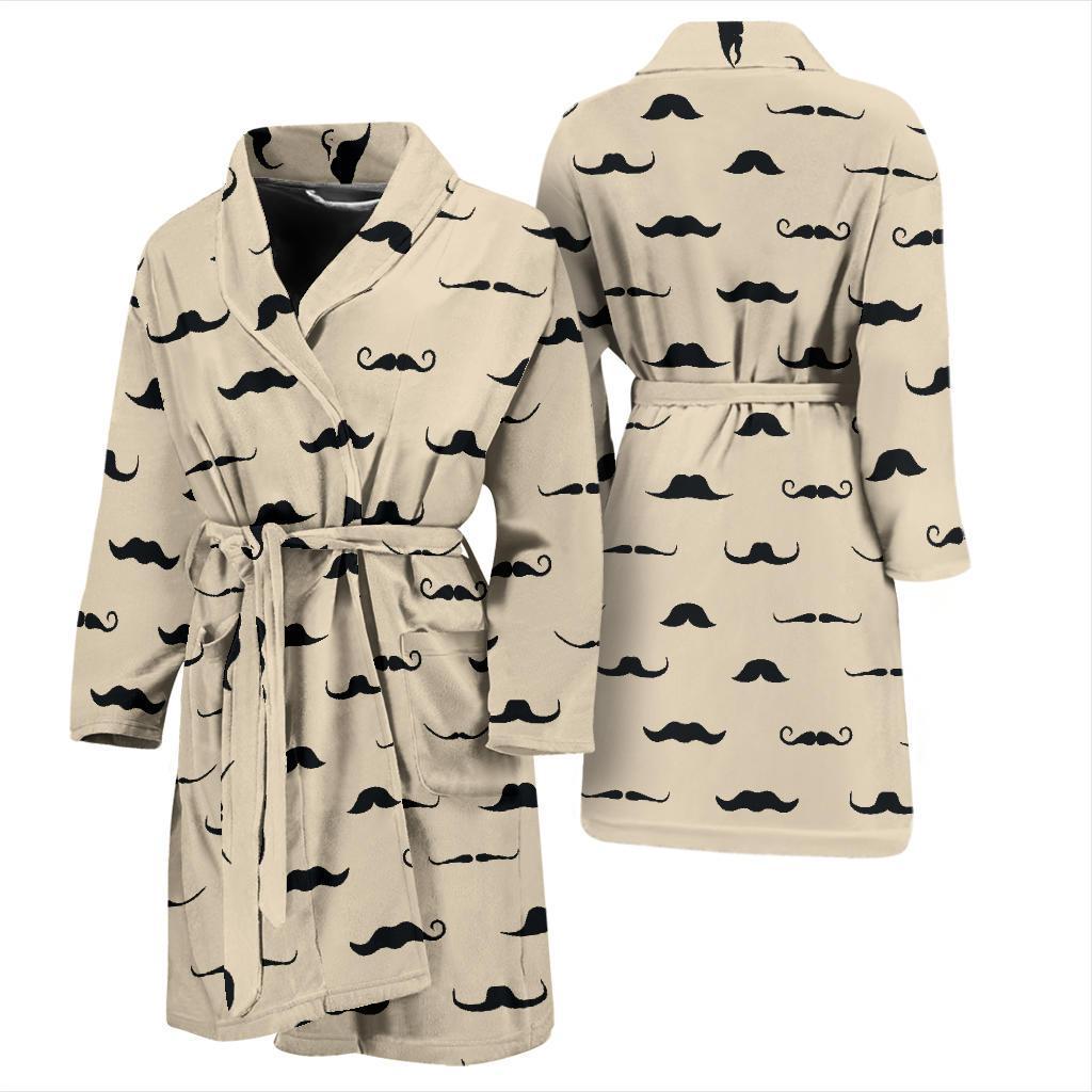 Mustache Pattern Print Design A03 Men Bathrobe-JORJUNE.COM