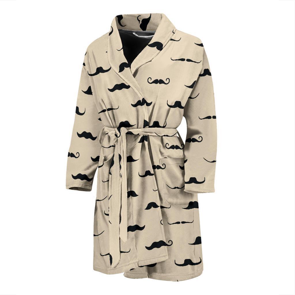 Mustache Pattern Print Design A03 Men Bathrobe-JORJUNE.COM