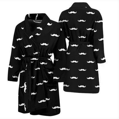 Mustache Pattern Print Design A04 Men Bathrobe-JORJUNE.COM