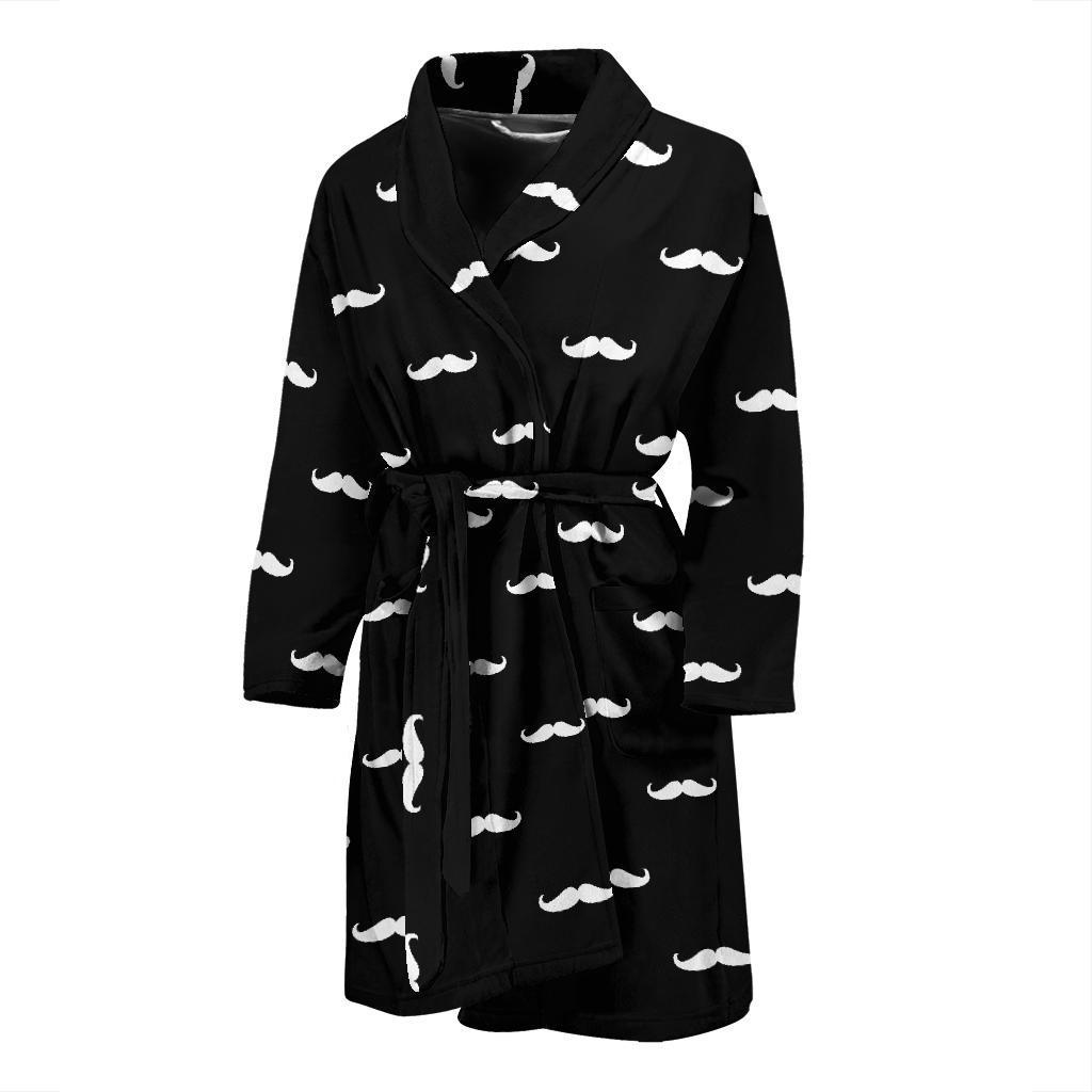 Mustache Pattern Print Design A04 Men Bathrobe-JORJUNE.COM