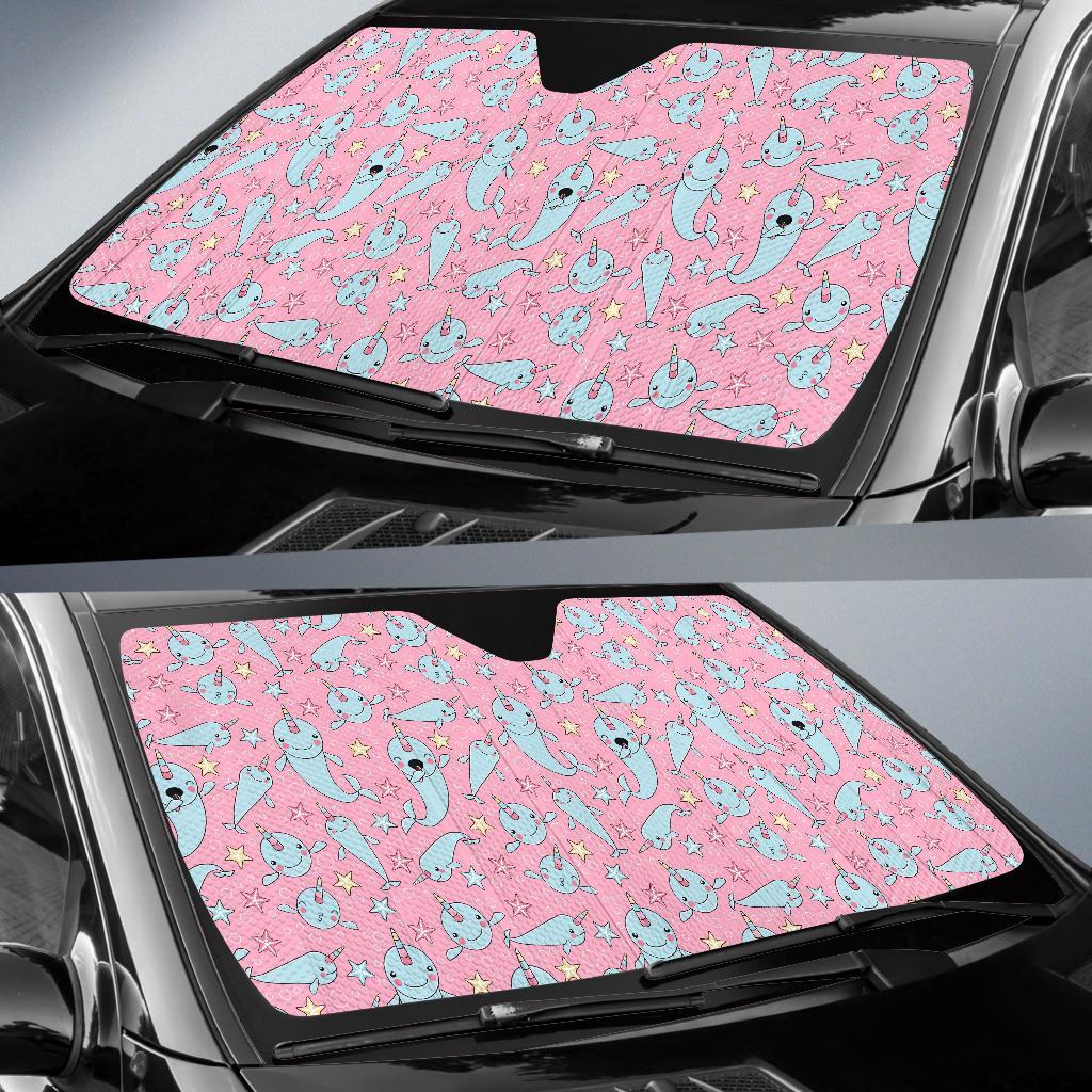 Narwhal Cartoon Cute Print Car Sun Shade For Windshield