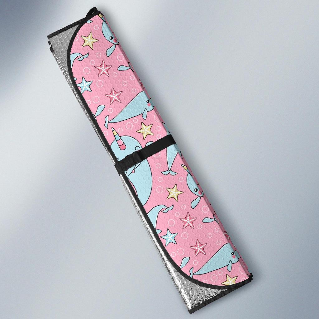 Narwhal Cartoon Cute Print Car Sun Shade For Windshield